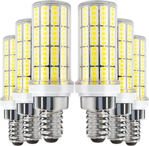 E12 LED Bulb, 20W 6pcs Corn Light Bulb 200W Equivalent 2500Lumen White - Picture 1 of 6