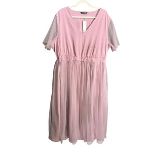 Bloomchic Women Ruffle Pink Midi Dress Coquette Fairy Mermaid Fairy NWT Sz 18-20 - Picture 1 of 11