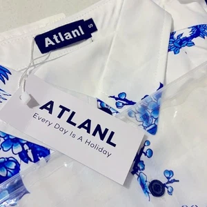 Atlanl Men's White and Blue Floral Shirt New size S - Picture 1 of 5