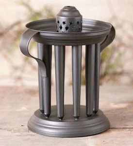 Primitive Vintage Colonial Smokey Black TINNERS ROUND CANDLE MOLD - Picture 1 of 1