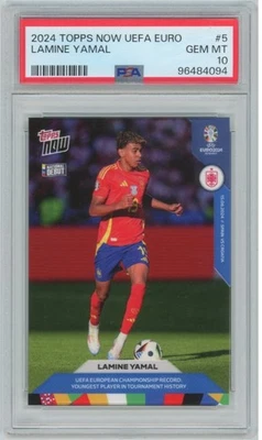 2024 Topps Now UEFA EURO Lamine Yamal Rookie RC #5 Debut Nacional PSA 10  Foto 1 de 2