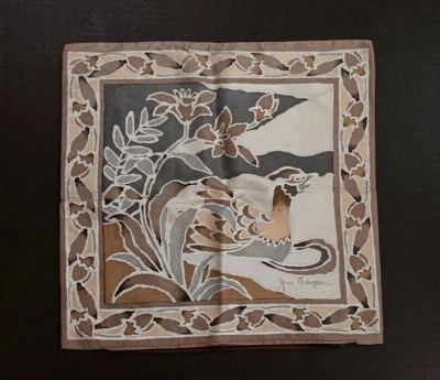 Jim Thompson Silk Throw Pillow Cover Floral Bird Duck Case Metallic Silver 15" - Image 1 of 4