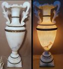 Vintage/Antique Alabaster Marble Urn Lamp Light Hand Carved 21" Tall Working
