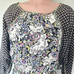 Juicy Couture Scoop Long Sleeve Silk Floral Print Dress Size XS 0 - Picture 1 of 4
