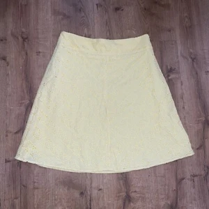 ann taylor size 6 side zip yellow eyelit knee length skirt - Picture 1 of 6