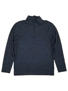 Claiborne Mens Navy Tonal Textured Long Sleeve Quarter-Zip Shirt - Picture 1 of 1