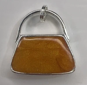 Meer Thai 925 Sterlingsilber Anhänger funkelnd orange Harz gepunktet Handtasche - Bild 1 von 9