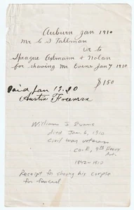 RARE Post Mortem Receipt- Barber Shaving Corpse Dead Body Funeral Auburn NY 1910 - Picture 1 of 1