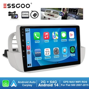 9" Für Fiat 500 2007-2015 Autoradio Android 14 64G Carplay GPS NAVIGATION Kamera - Bild 1 von 14