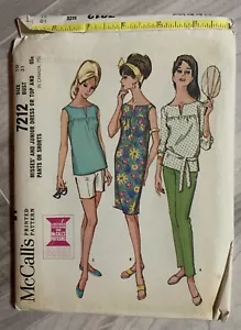 Vtg McCalls Sewing Pattern 7212 60s Dress Top Pant Shorts Sz 10 Bust 31 Uncut - Picture 1 of 2