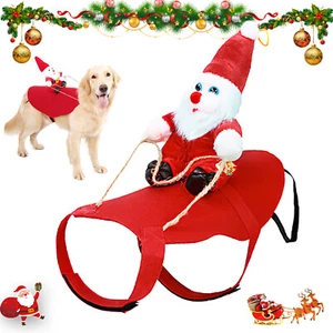 Santa Claus Cosplay Dog Christmas Costumes Pet Red Winter Coat Clothes Dress Up - Picture 1 of 18