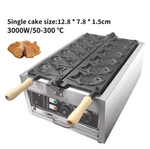 Fish Shape Waffle Machine Cake Baking Maker 6 Pcs Fish taiyaki 3000W Non-stick - Bild 1 von 6