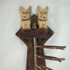 Vintage 70s MCM Syroco Wood W/ White Scottie Dog Tie Rack Scarf Holder - Picture 1 of 7