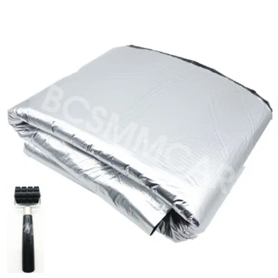 Insulation Cotton Car Hood Floor Heat Deadening Sound Deadener Mat +Wheel Roller - Image 1 of 4