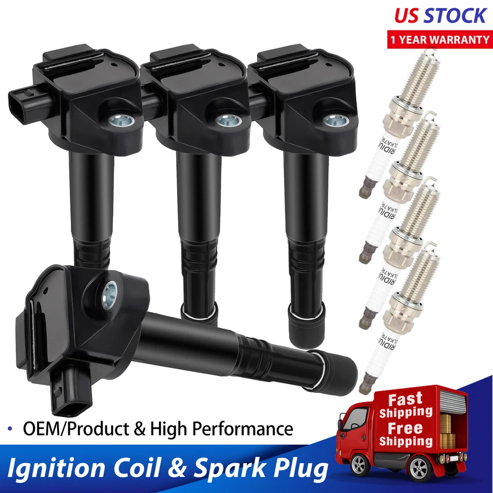 4 bobinas de encendido y 4 bujías de iridio para Honda Accord 2013-2017 2,4 L L4 Foto 1 de 4