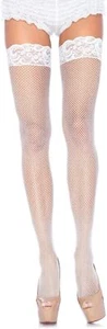 Fishnet Thigh Highs w/Lace Top Stockings Fancy Dress Costume Accessory 6 COLORS - Picture 1 of 6