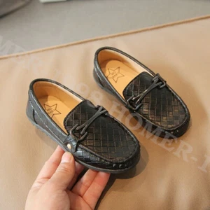 Boys Leather Shoes Size Youth Casual School Garden Loafers Kids Show Dress Shoes - Picture 1 of 15