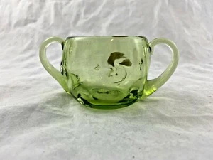 Vintage - Bischoff - Hand Blown - Two Handled - Green Glass - Sugar Bowl - Picture 1 of 5