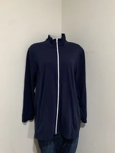 Skechers Jacket Women's Size XL Navy Blue Full Zip Pockets Cotton Blend NWOT - Picture 1 of 6