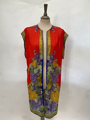 Kimono Vintage Anni '70 Gottex Israele Caftano Floreale Copertura Aperta Smock Lanciatore #V3 • 138.24€