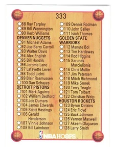 1990-91 NBA Hoops Basketball Checklist Checkliste - Bild 1 von 2