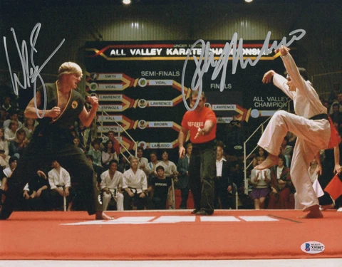 WILLIAM ZABKA RALPH MACCHIO SIGNED AUTO THE KARATE KID 11X14 METALLIC BECKETT 1 Cover