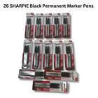 26 Sharpie Black Permanent Marker Pen Sharpies Bulk Fine Point Set New