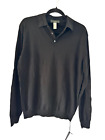 Nwt $445 Zanone Flexwood Mens Long Sleeve Black Polo Sweater Size Large