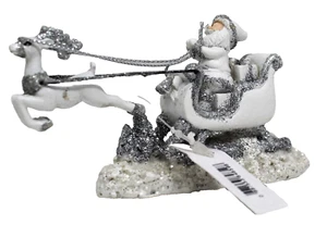 Bath & Body Works Santa Reindeer Sleigh White Silver Candle Magnet Topper - Picture 1 of 8