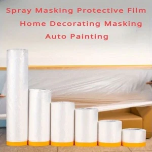 1Roll Spray Paint Pre-Taped Masking Film Paper Cloth Cover Home Dust Cover - Picture 1 of 18