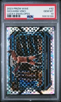 2023 Prizm WWE Giovanni Vinci Lucky Envelopes Prizm #'d/8 PSA 10 GEM #42 SP - Image 1 of 2