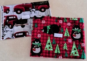 1+ Yards Mixed Christmas 100% Cotton Flannel Sewing Fabric Lot Bears Trucks - Picture 1 of 1