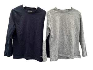 Jungen X 2 Langarm T-Shirts Alter 7/8 Jahre Grau Blau Jack Wills - Bild 1 von 4