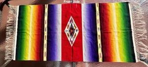 1930’s Ombré Mexican Serape Wool Blanket 62” x 30” Antique Original - Bild 1 von 13