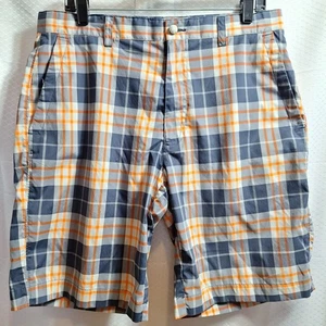CALLAWAY Performance Golf Short Sz 34 Blue Orange Gray Plaid Caddyshack Athletic - Picture 1 of 7