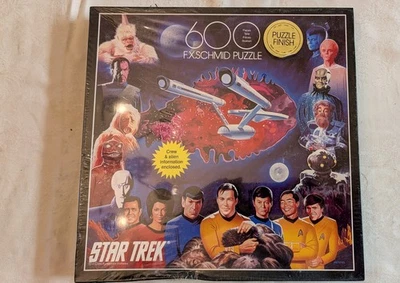 Rompecabezas Star Trek FX Schmid 600 piezas Crew & Aliens 1993 sellado caja menor daños Foto 1 de 3