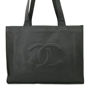 CHANEL CC Logo Grained Calfskin Tote Hand Bag Black/2BG0945 - Imagen 1 de 12