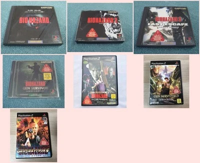 Resident Evil 1 2 3 Gun Survivor 1 2 3 4 set Lot of 7  PS1 2 PlayStation1 2 used - Image 1 of 4