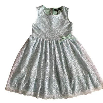 DKNY Floral Lace A-Line Sleeveless Dress Girls Size 10 - Image 1 of 4