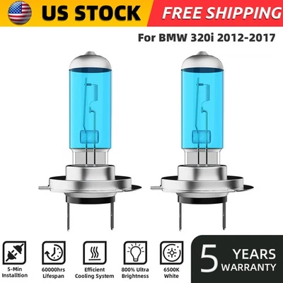 For BMW 320i 2012-2017 H7 Halogen Headlight Bulbs Kit High/Low Beam Bright 6000K - Image 1 of 4