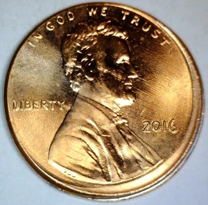 2016 Fehler OFF CENTER Schild Lincoln Cent SCHÖNE BU + ROTE O/C Münze KOSTENLOSER VERSAND - Bild 1 von 2