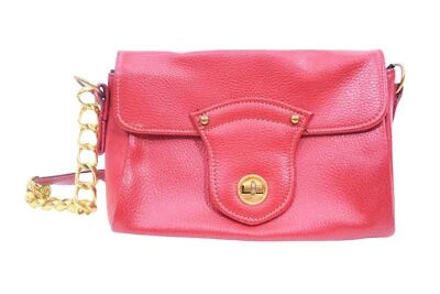 Vintage 1960s Red Purse Faux Leather Gold Chain Small Shoulder Bag - Image 1 of 4