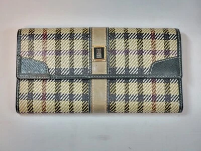 Cartera de mujer Daks London triple pliegue a cuadros - exterior de cuero verde a cuadros tostado Foto 1 de 4