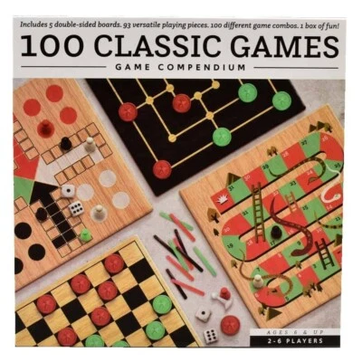 100 Classic Games Classic Family Board Games Compendium Draughts Chess Ludo - Image 1 of 4
