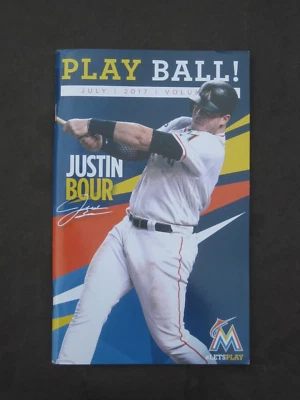 2017 Miami Marlins Play Ball Program July Volume 4 Justin Bour UNSCORED - Image 1 of 3