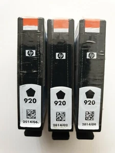 HP 920 x 3 Genuine Black Ink Cartridges, HP920 - Total of 3 for HP Officeje - Picture 1 of 6