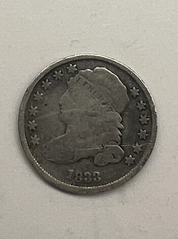 1833 U.S. Capped Bust Dime Silver Coin (Defect) Cover