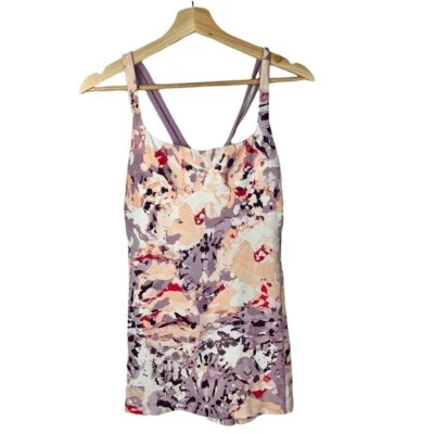Lucy Purple & Pink Watercolor Cross Back Athletic Tank Top M - Image 1 of 4