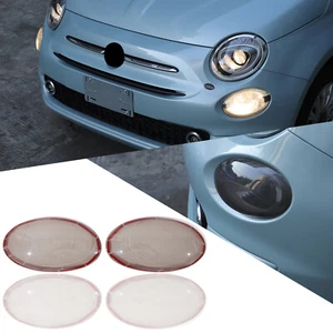 Smoke Front Fog Light Cover Blackout len For Fiat 500 2016-2024 - Picture 1 of 7