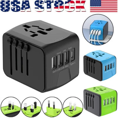 Universal Travel Adapter Converter International USB Wall Charger AC Power Plug - Image 1 of 4